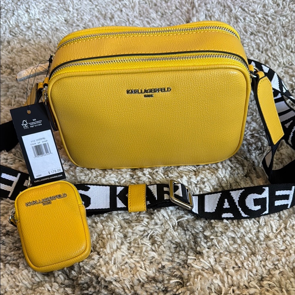 Karl Lagerfeld Yellow Crossbody Bag with Pouch